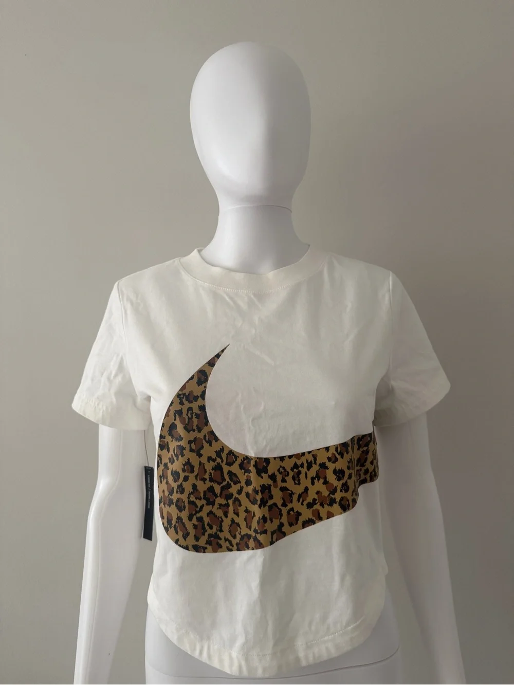 Nike Cream Tee with Leopard Swoosh